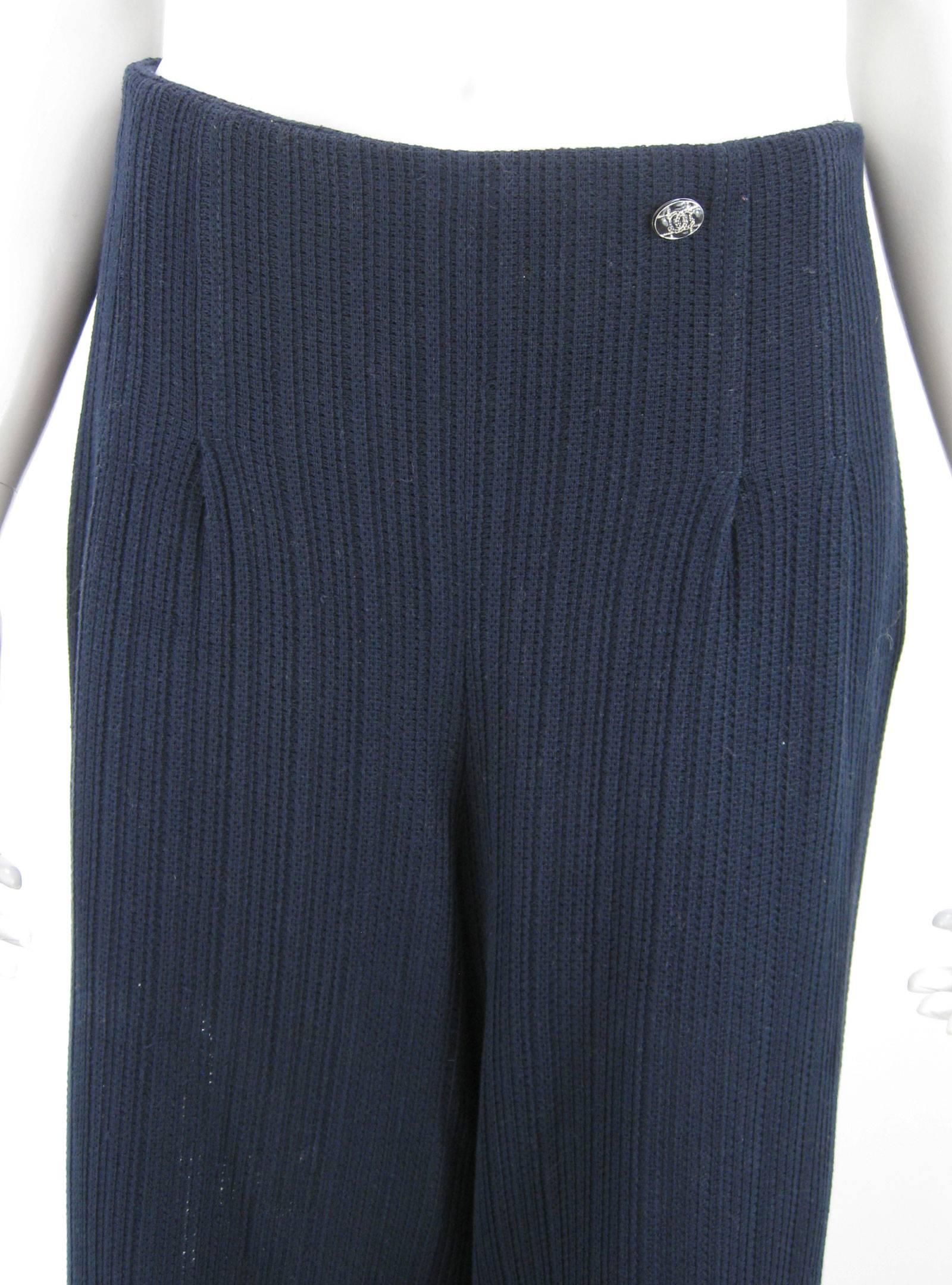 navy knitted trousers