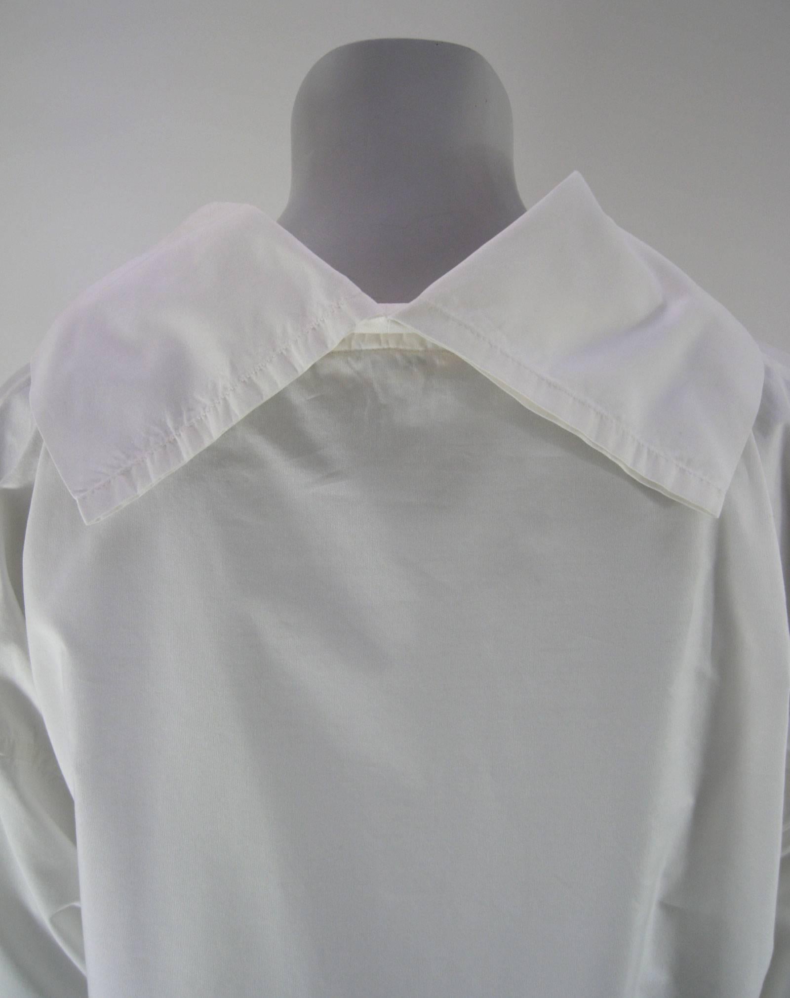 Women's or Men's Issey Miyake Plantation White Cotton Shirt with Oversize Collar