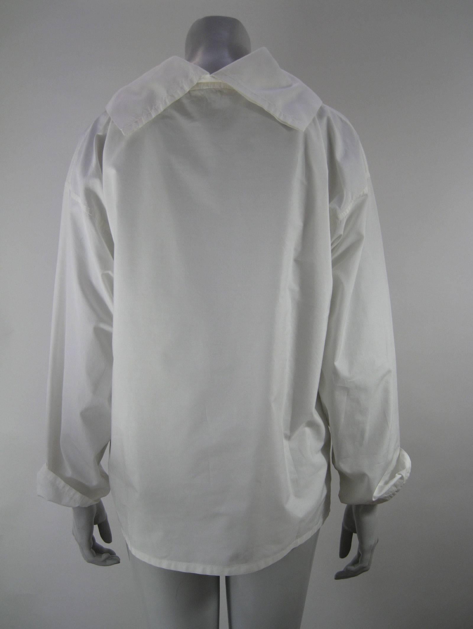 Issey Miyake Plantation White Cotton Shirt with Oversize Collar 1