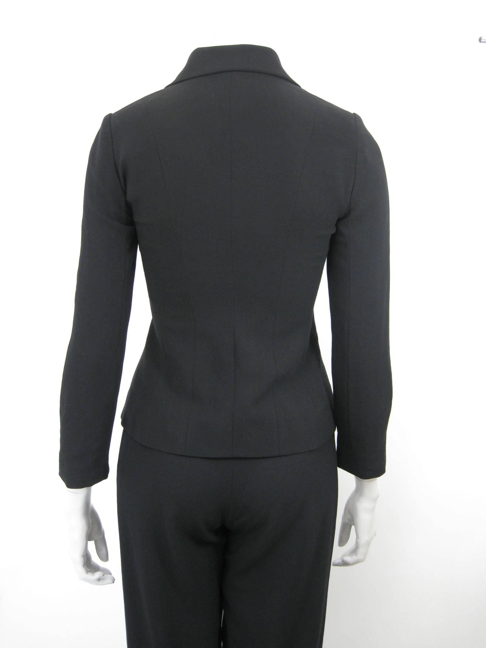 Chanel Classic Lightweight Black Wool Pant Suit In Excellent Condition In Oakland, CA