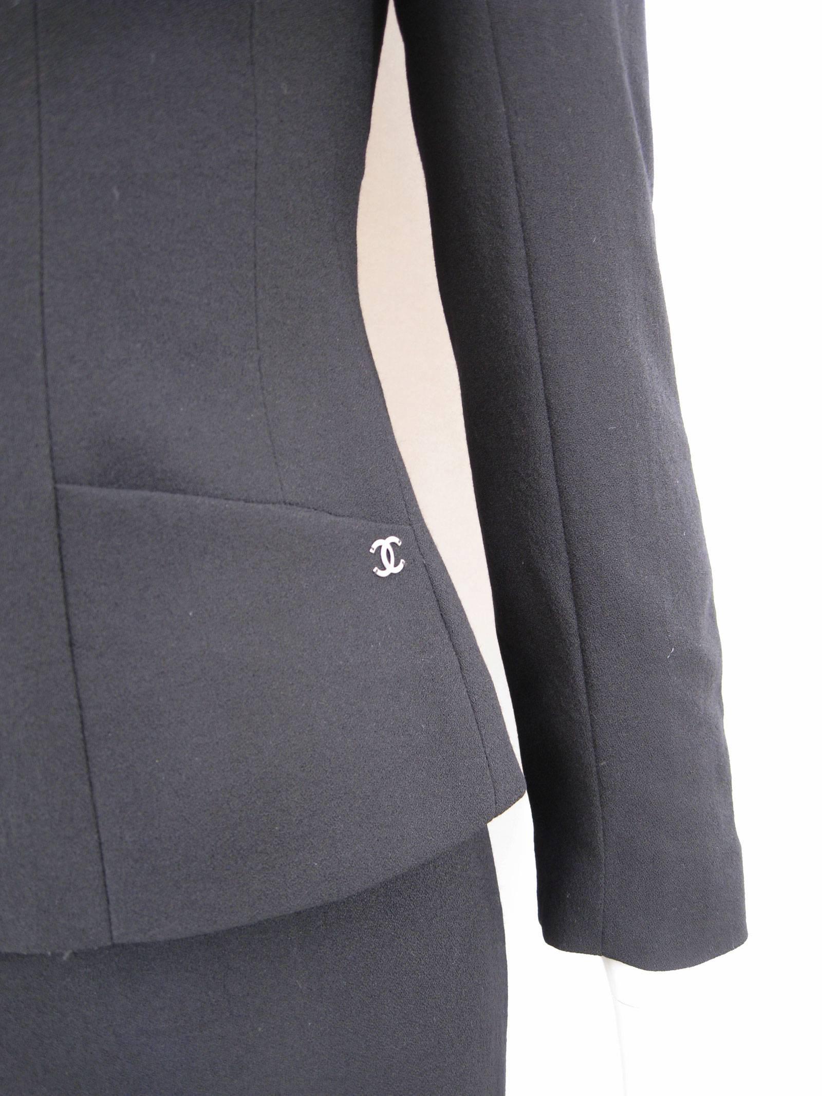Chanel Classic Lightweight Black Wool Pant Suit 1