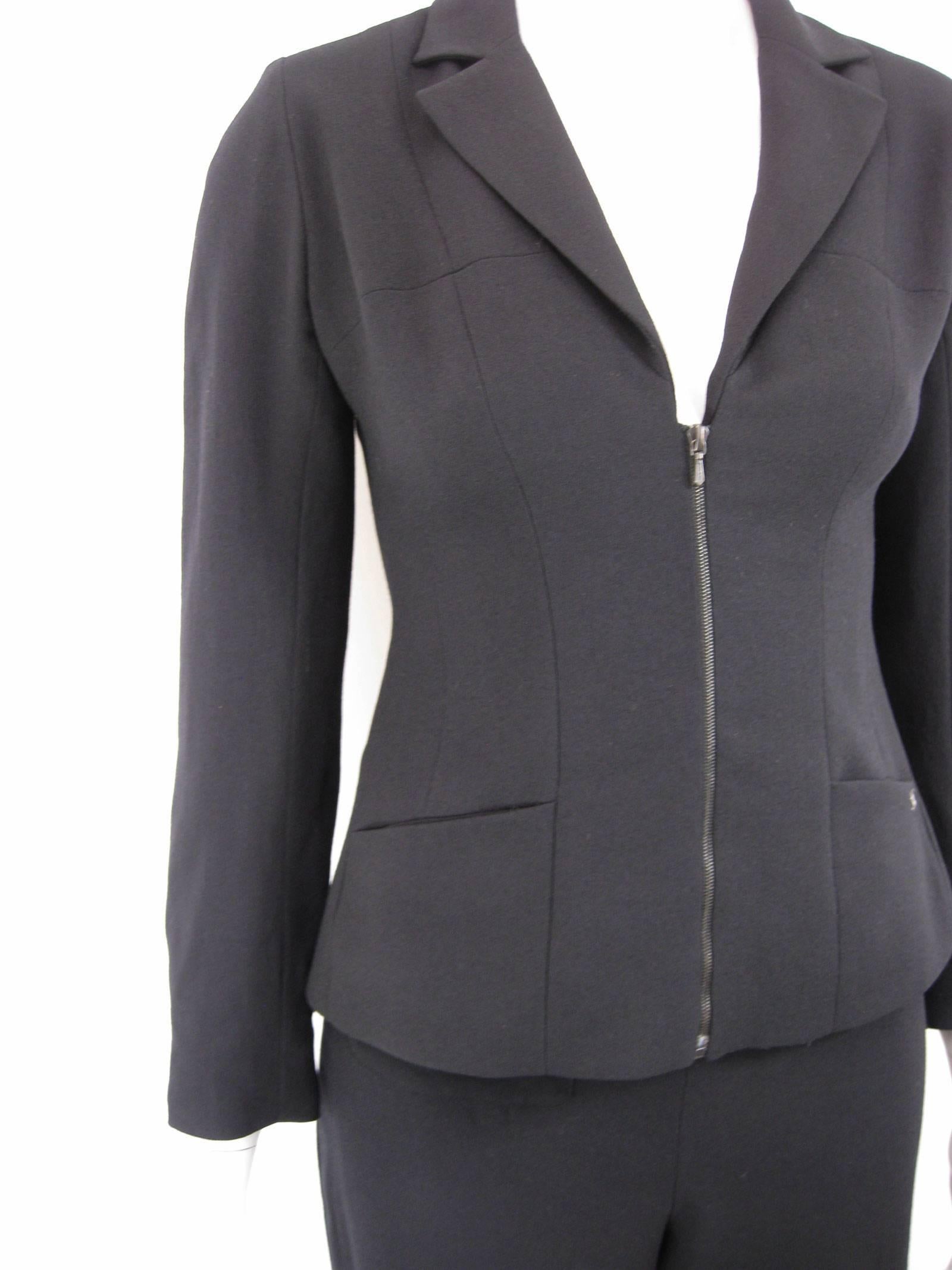 Chanel Classic Lightweight Black Wool Pant Suit 2