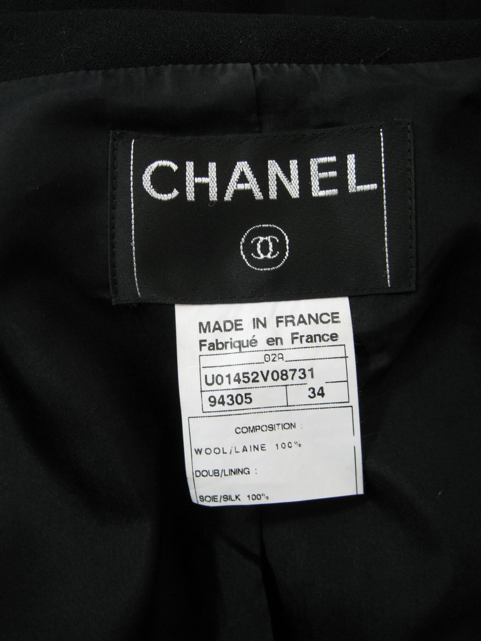 Chanel Classic Lightweight Black Wool Pant Suit 3