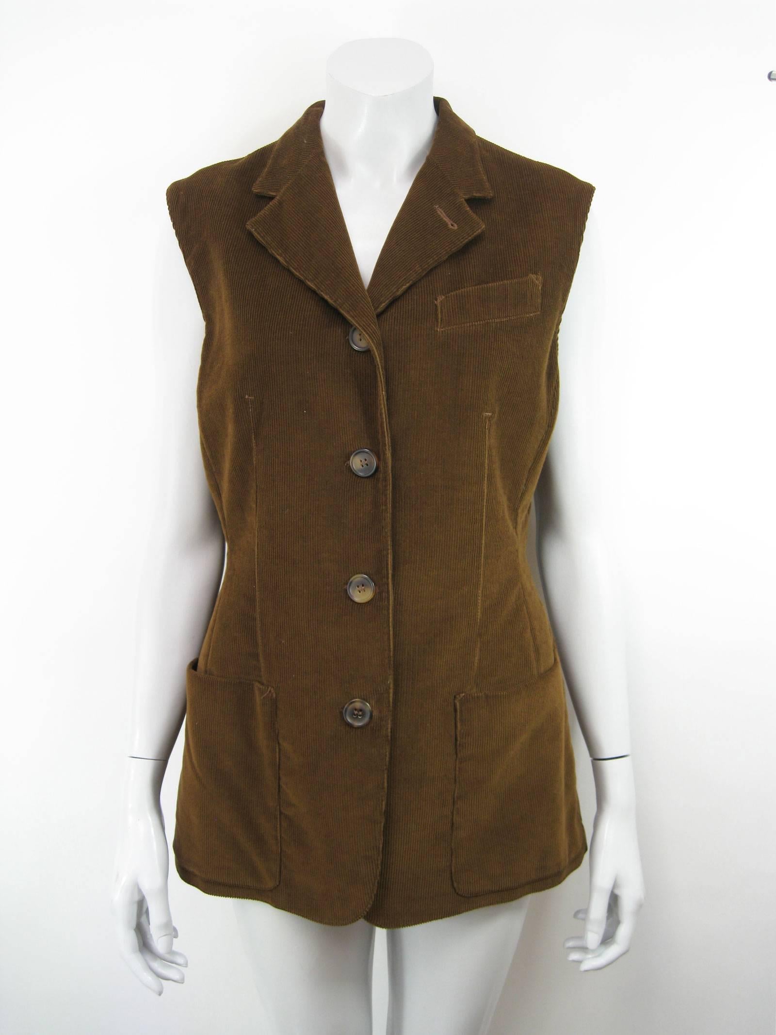 Gaultier Junior Brown Corduroy 2 Piece Mock Jacket Shirt and Vest 2