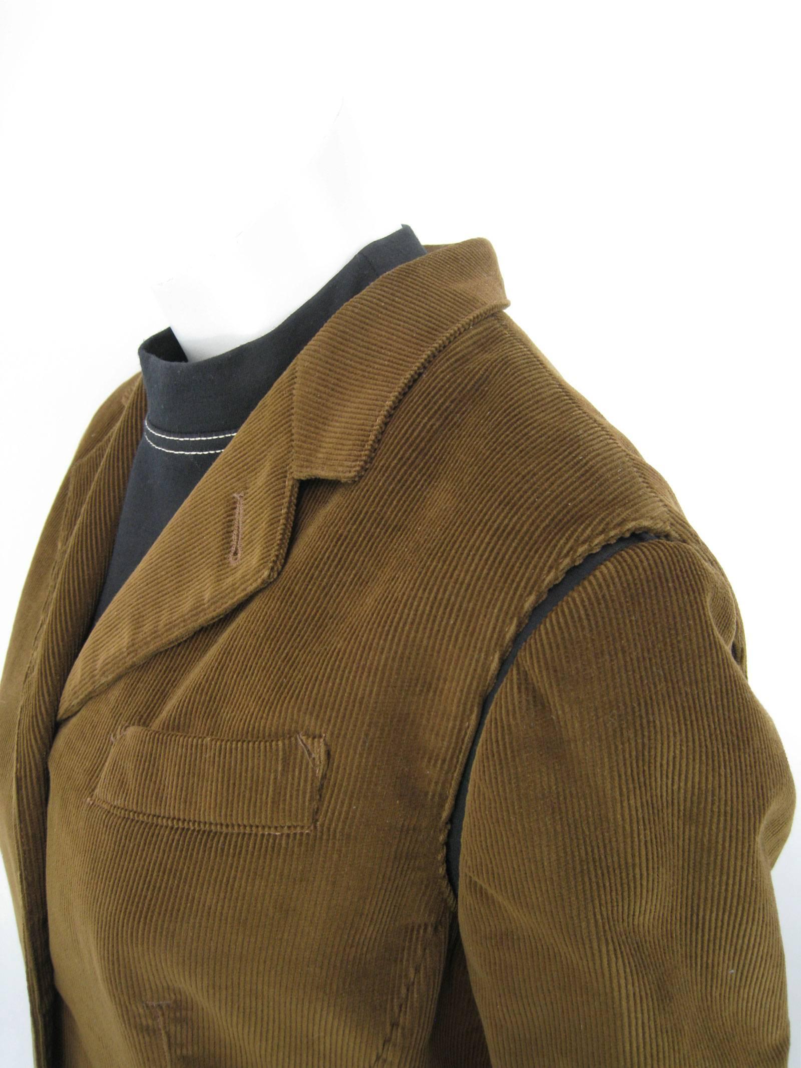 Gaultier Junior Brown Corduroy 2 Piece Mock Jacket Shirt and Vest 1