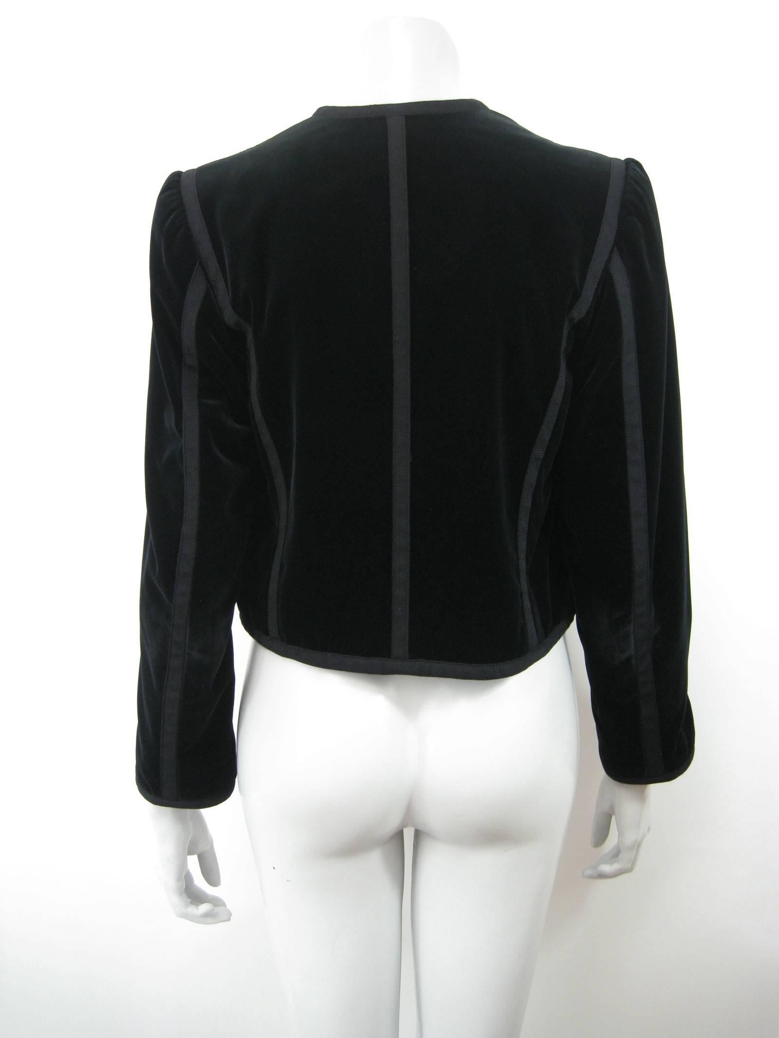 Yves Saint Laurent Rive Gauche Black Velvet Bolero Jacket In Excellent Condition In Oakland, CA