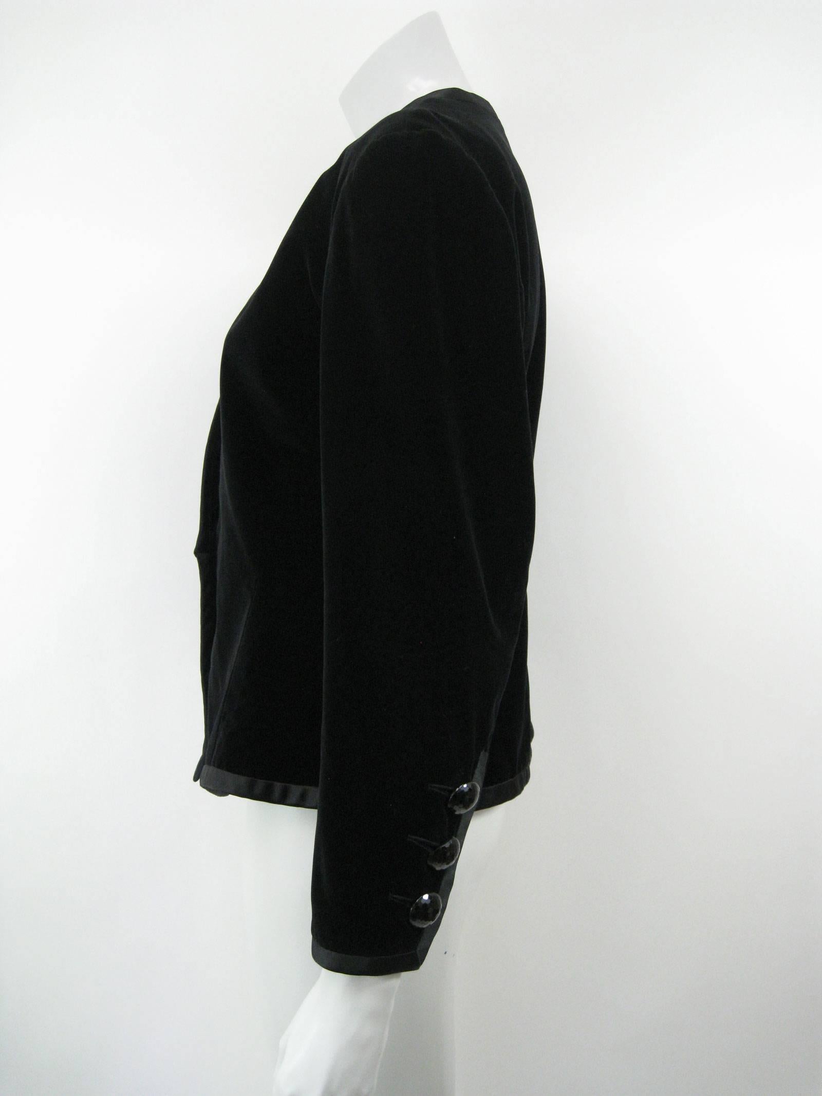Yves Saint Laurent Rive Gauche Black Velvet Evening Jacket In Excellent Condition In Oakland, CA