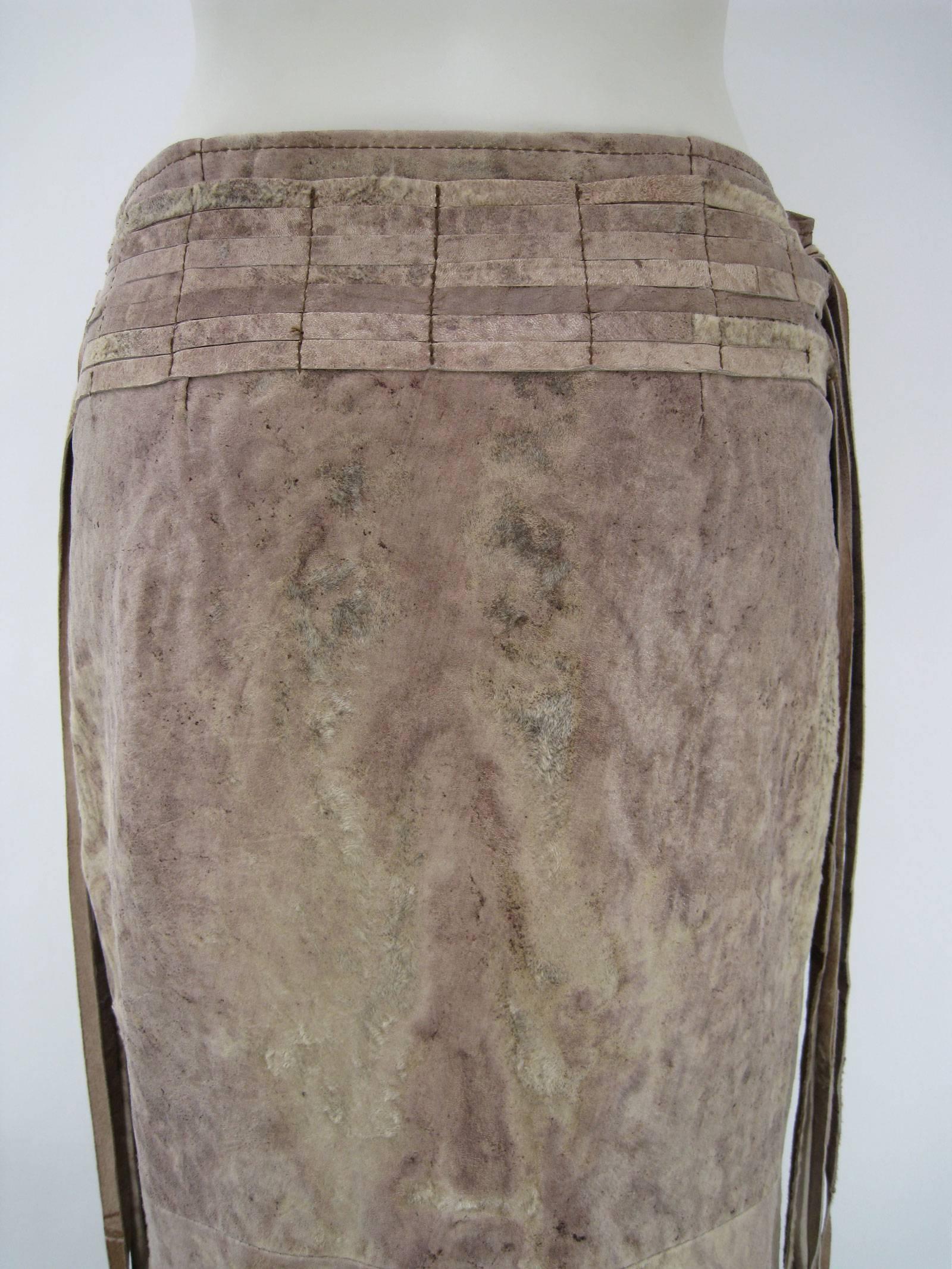Ann Demeulemeester Distressed Weathered Leather Wrap Skirt 3
