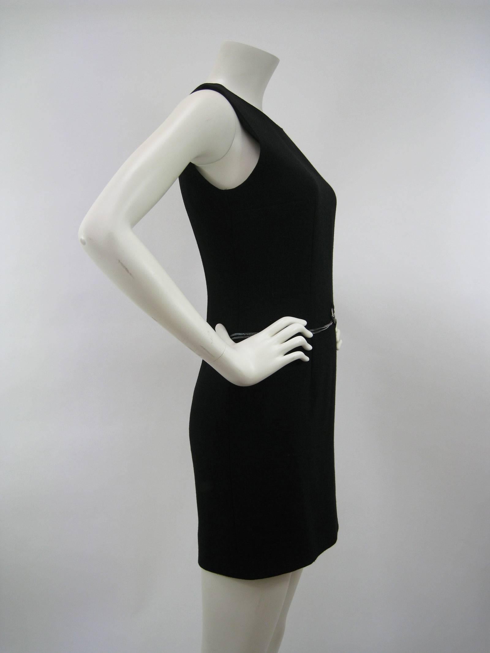 Moschino Cheap & Chic Black Chain & Ring Dress Suit In Good Condition In Oakland, CA