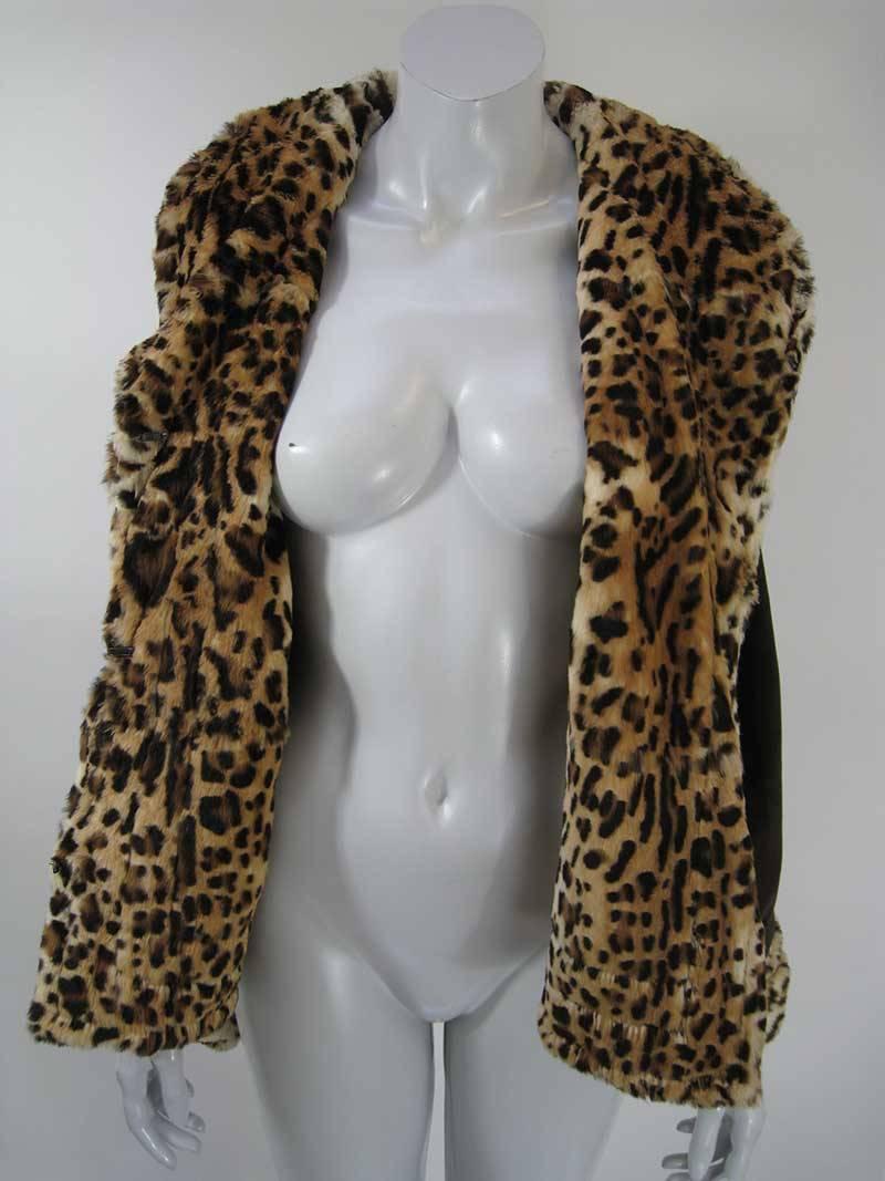 Women's Blumarine Brown Suede Embellished Jacket Faux Leopard Lined