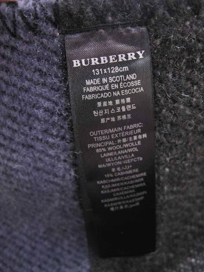 Gray Burberry Wool and Cashmere Blanket Wrap Poncho