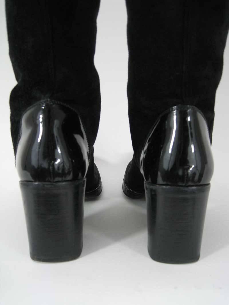 chanel black leather boots
