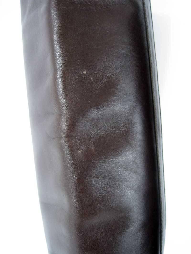 Chanel Tall Brown and Black Leather Boots  3