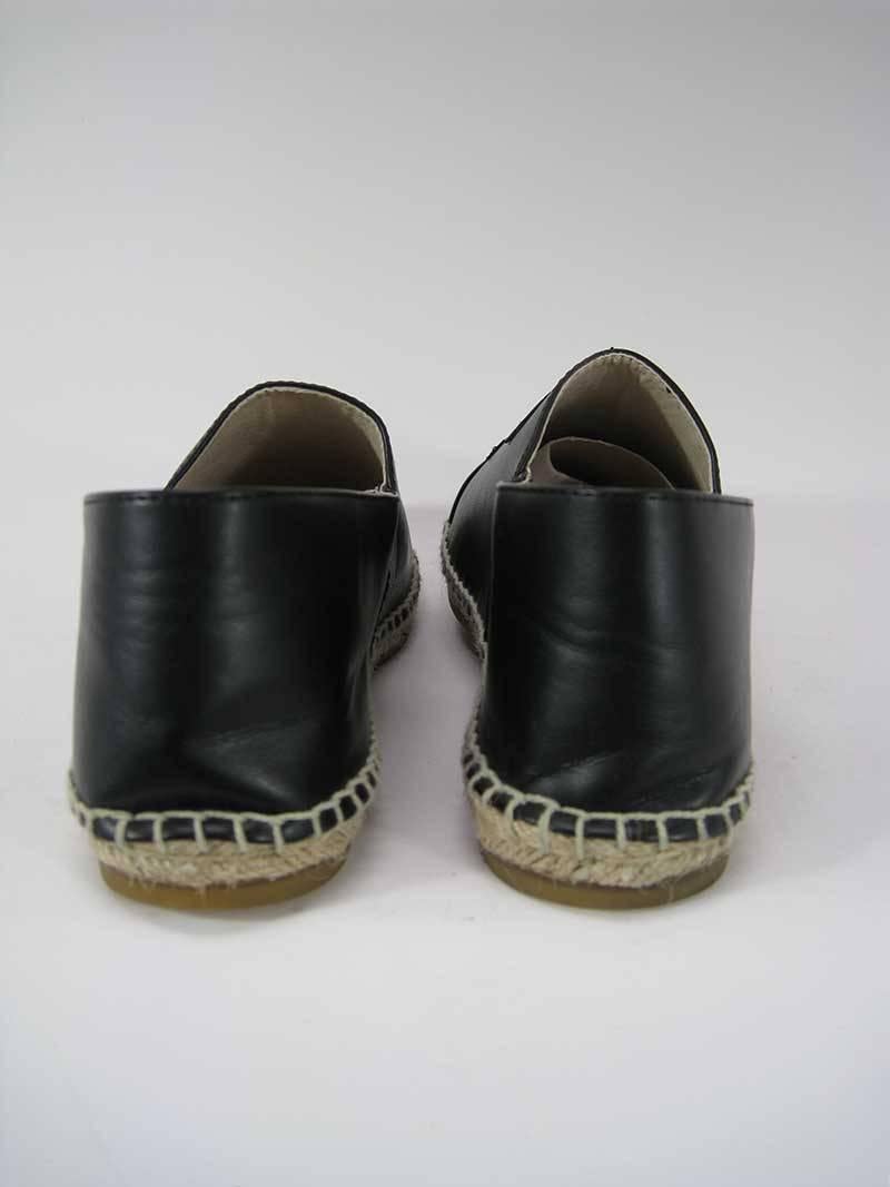 Chanel Black Leather Cc Monogrammed Espadrilles In Excellent Condition In Oakland, CA