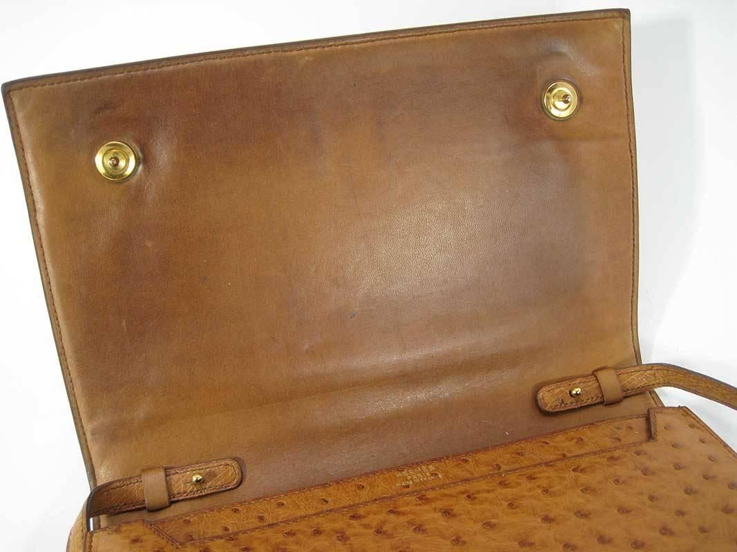 Hermes Vintage Ostrich Leather Shoulder Bag For Sale 1