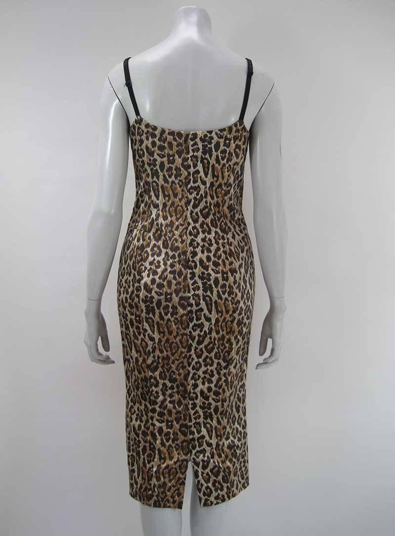 Dolce & Gabbana Satin Leopard Print Dress In Excellent Condition In Oakland, CA