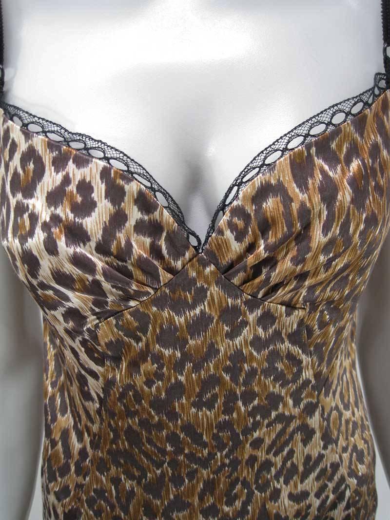 Black Dolce & Gabbana Satin Leopard Print Dress