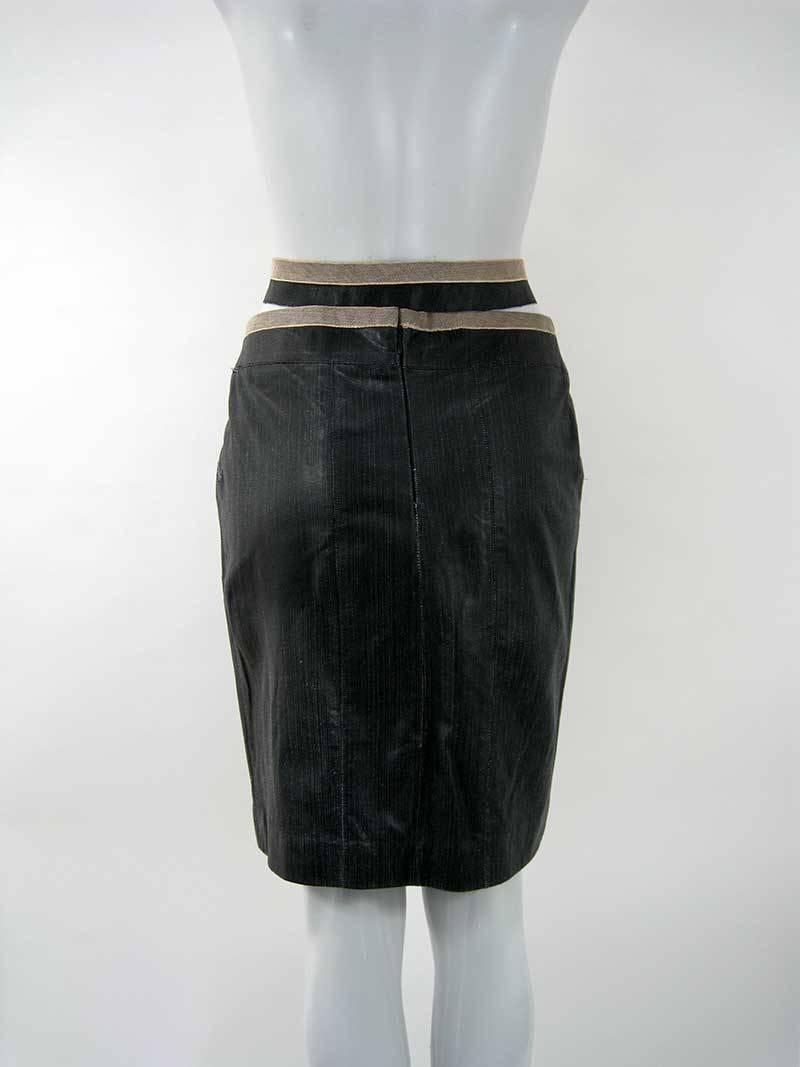 Black Chanel Textured Calf Skin Wrap Waist Skirt For Sale