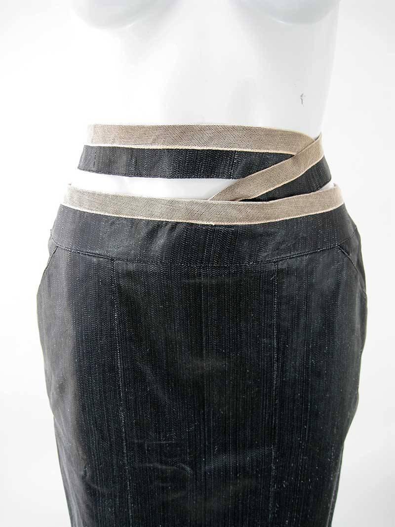 Chanel Textured Calf Skin Wrap Waist Skirt In Excellent Condition For Sale In Oakland, CA