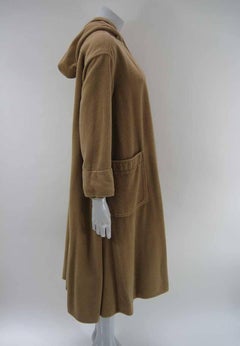 Rare Vintage Kenzo Fleece Oversize Hooded Camel Overcoat