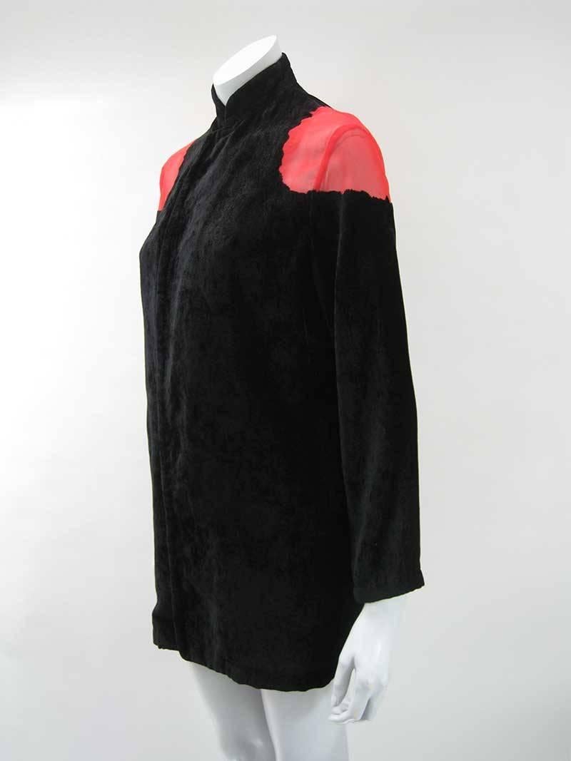 Women's or Men's Yohji Yamamoto Noir Black & Red Crushed Velour Blazer 