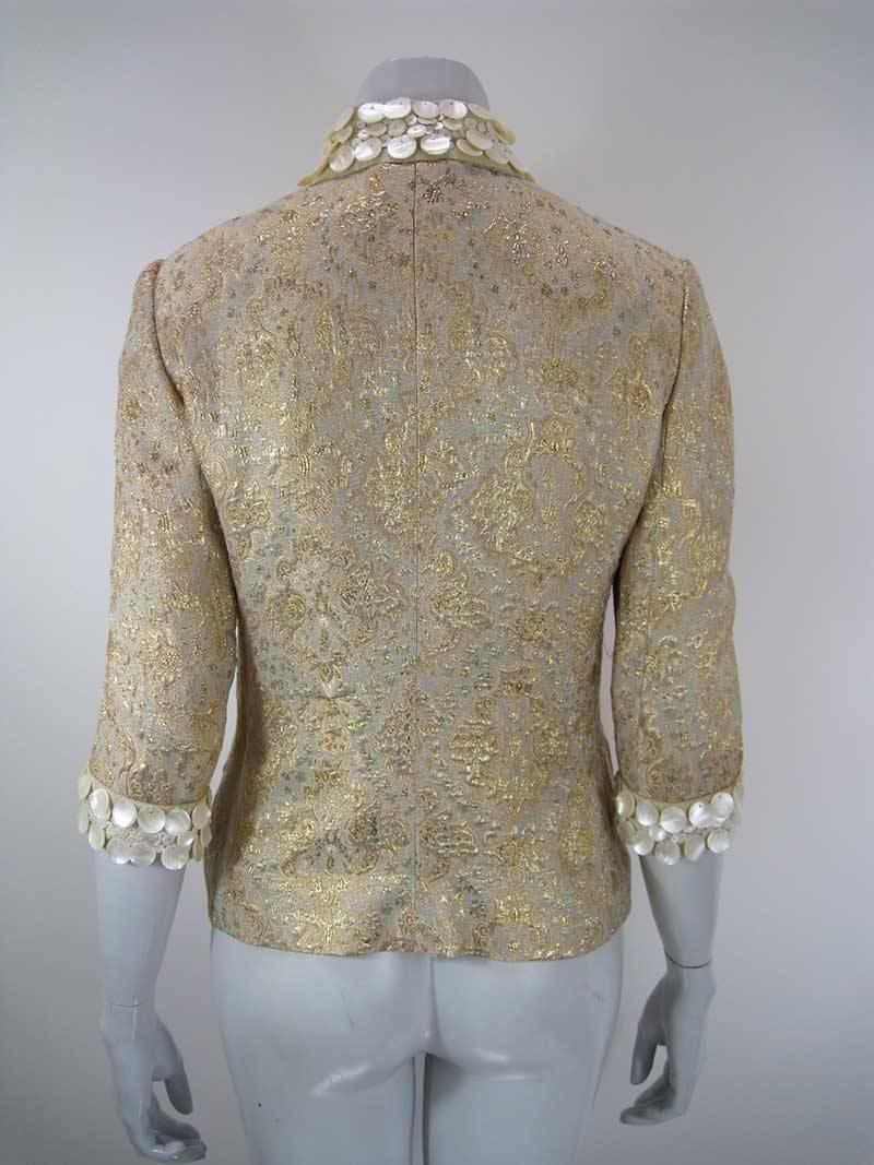 Dolce & Gabbana Gold Brocade Embellished Jacket In Excellent Condition For Sale In Oakland, CA