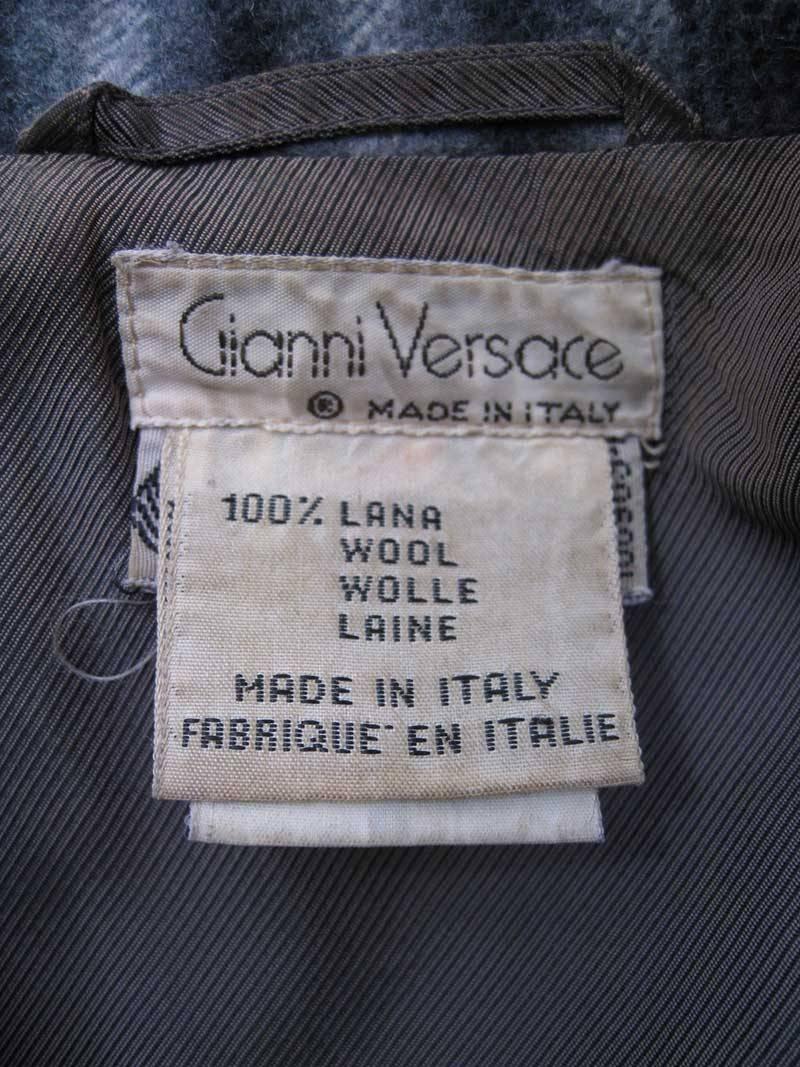 Gianni Versace Menswear inspirierter gestreifter Wollmantel Damen im Angebot