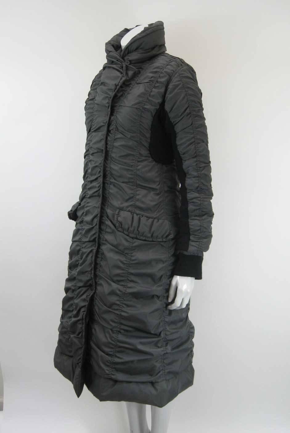 Issey Miyake Ruched Down Long Puffer Jacket For Sale at 1stDibs