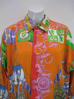 Gianni Versace Printed Sailboat Suns Motif Shirt