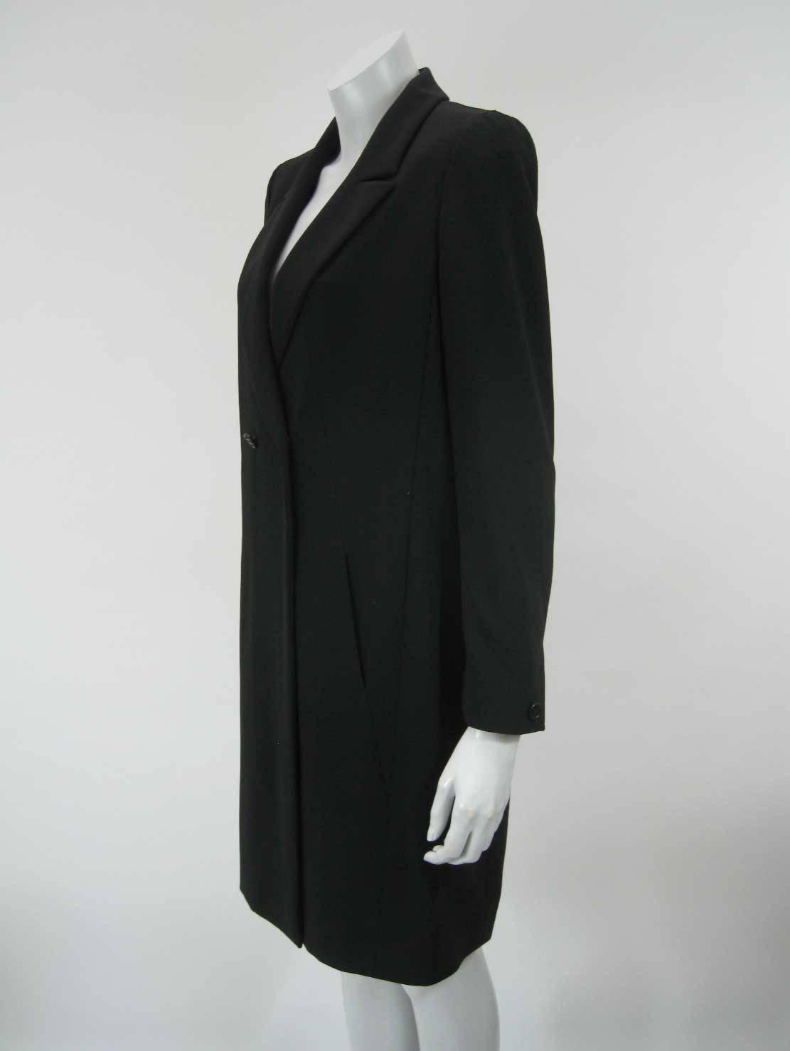 Chanel Boutique Black Long Double Breasted Evening Jacket. In Excellent Condition In Oakland, CA