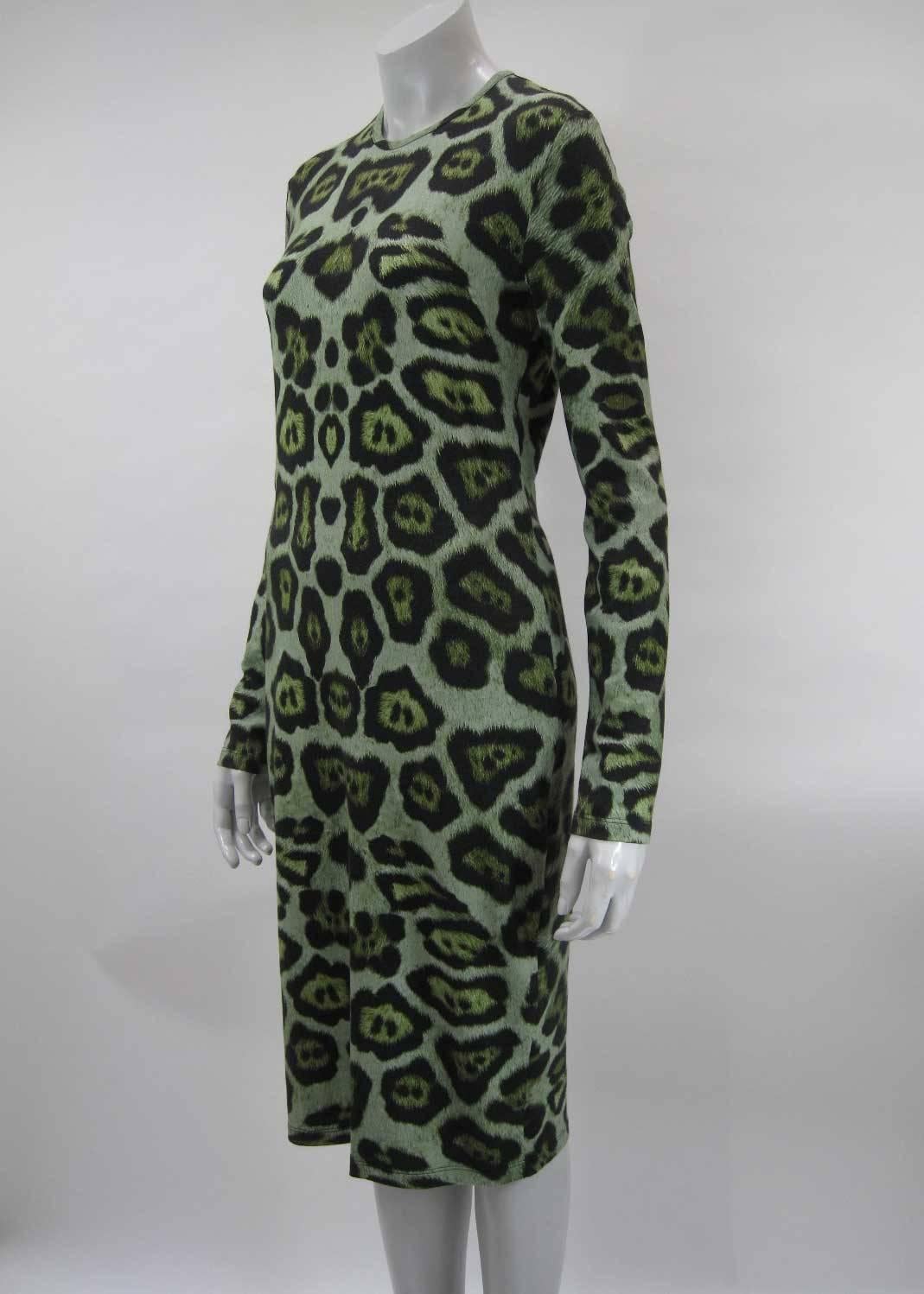 Givenchy Leopard Print Stretch Jersey Dress In Excellent Condition In Oakland, CA