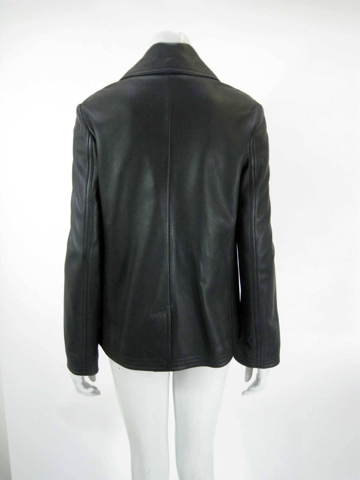 Balenciaga Leather Double Breasted Jacket In Excellent Condition For Sale In Oakland, CA