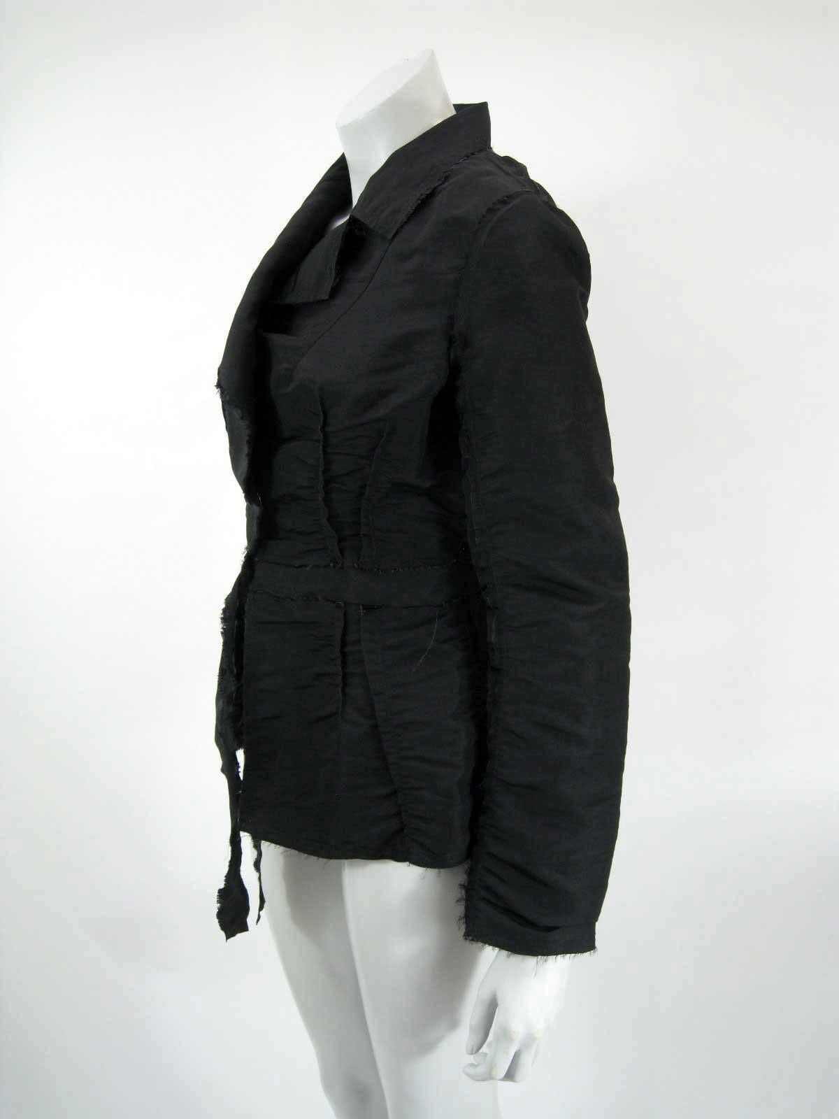Lanvin 2005 Textured Taffeta Frayed Silk Wrap Jacket In Excellent Condition In Oakland, CA