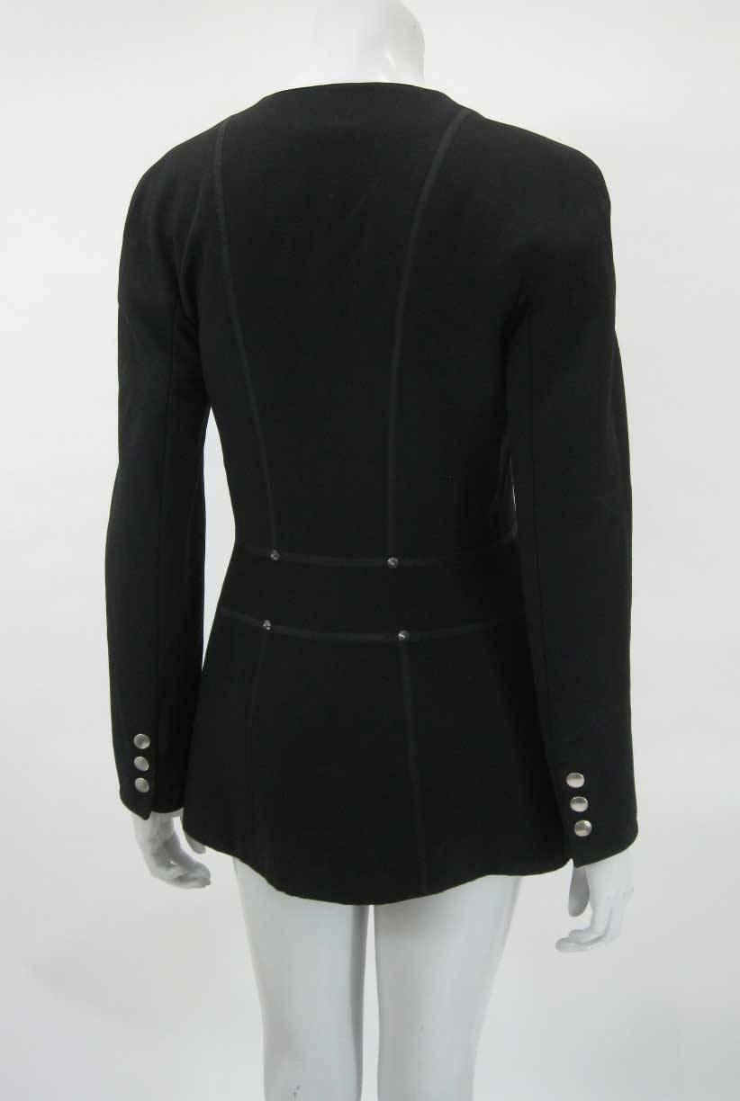 Women's Vintage Claude Montana Black Form Fitting Zip Front Jacket  For Sale