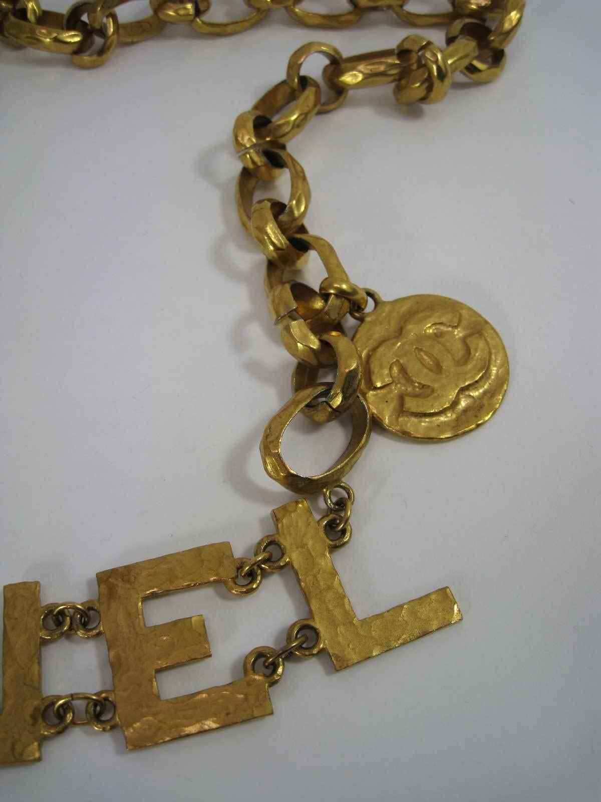 chanel letter chain belt