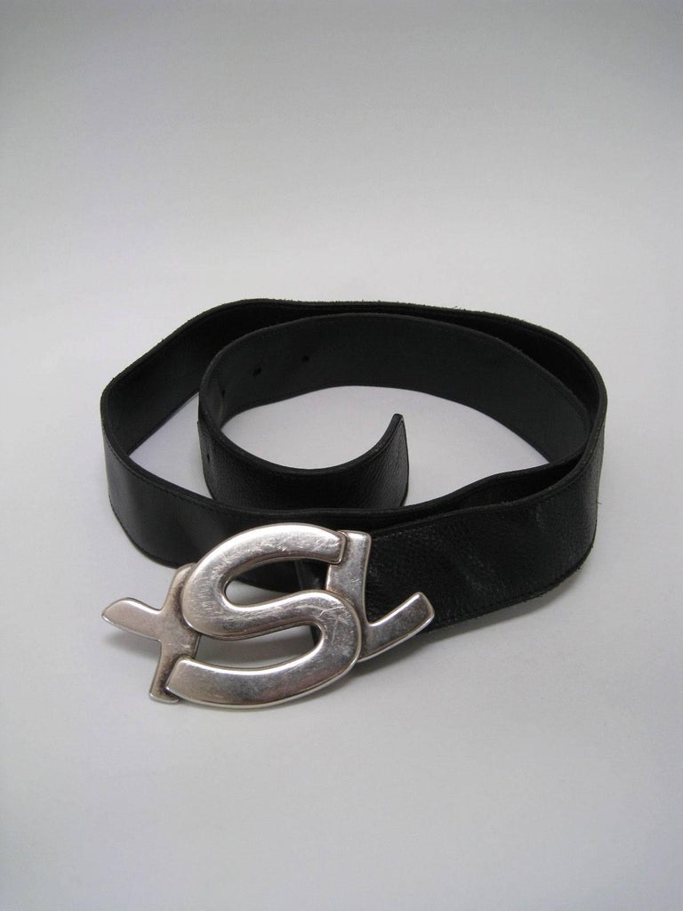 Yves Saint Laurent Silver YSL Logo Belt and Buckle at 1stDibs ysl