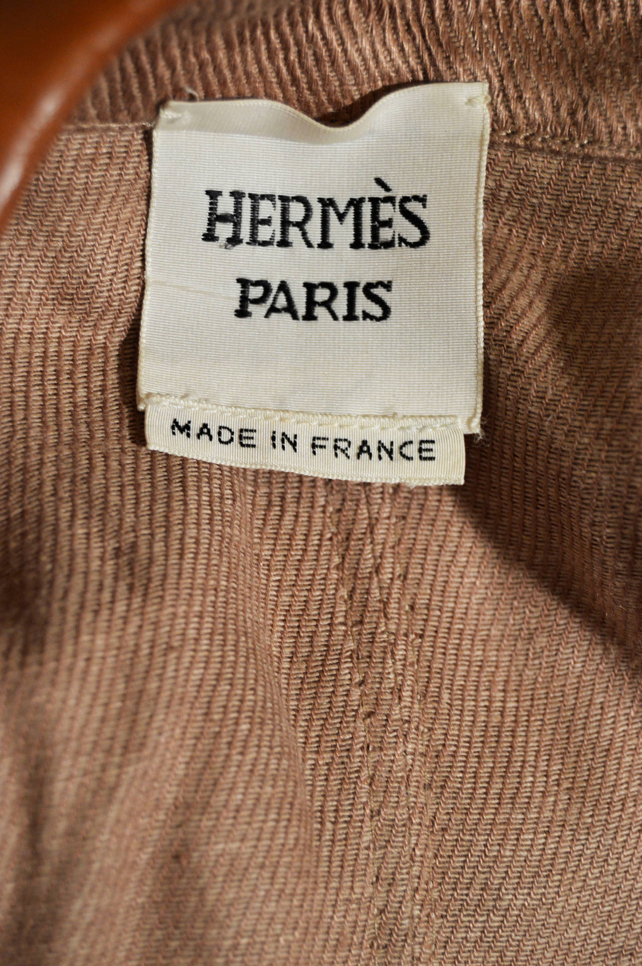 Brown Hermes Linen Blazer Jacket with Leather Piping