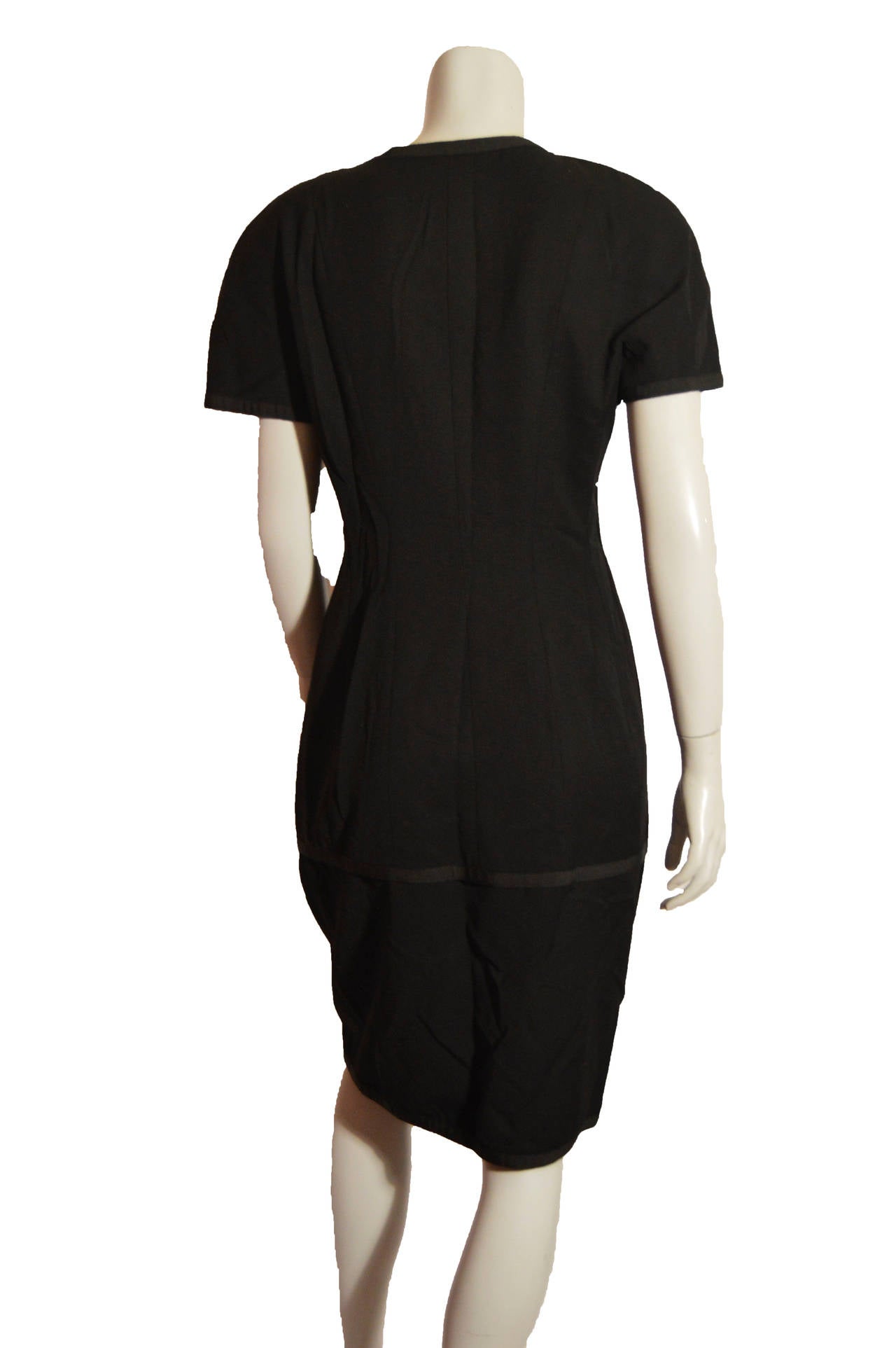 Chanel Vintage Black Wool Dress with Logo Buttons at 1stDibs | chanel ...