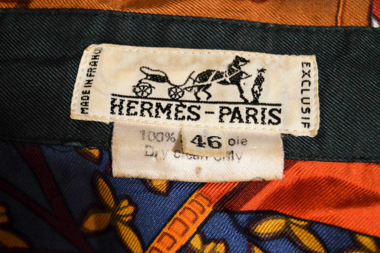 Women's Hermes Silk Scarf Print Long Sleeve Blouse