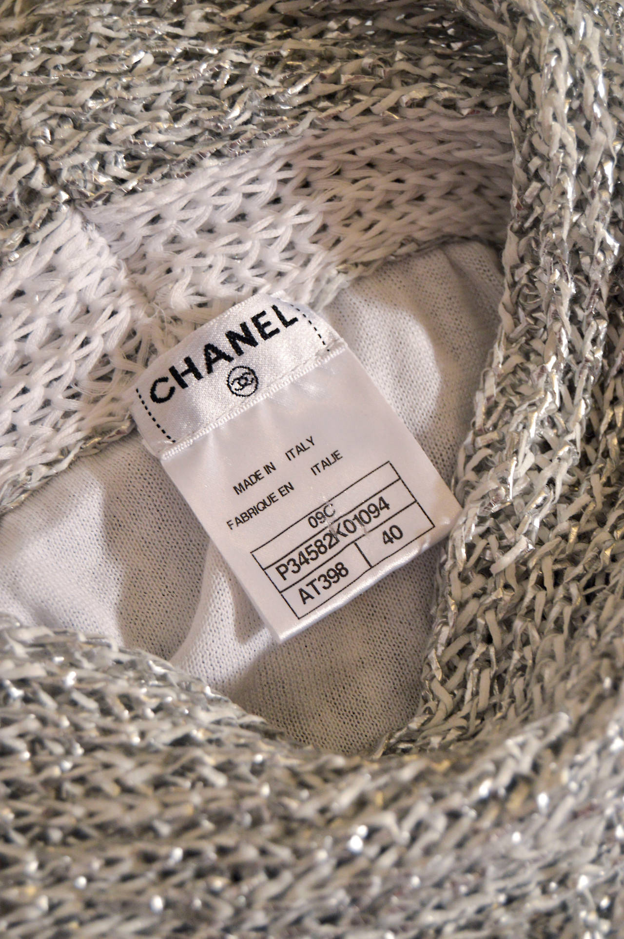 Chanel Metallic Silver Turtleneck Sweat with Wrap Detail 2