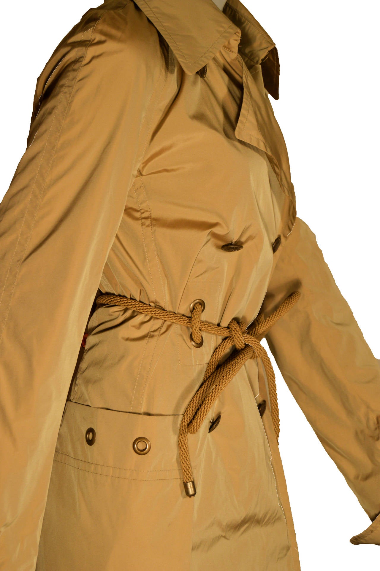 Brown Yves Saint Laurent “Rive Gauche” Iridescent Belted Trench Coat