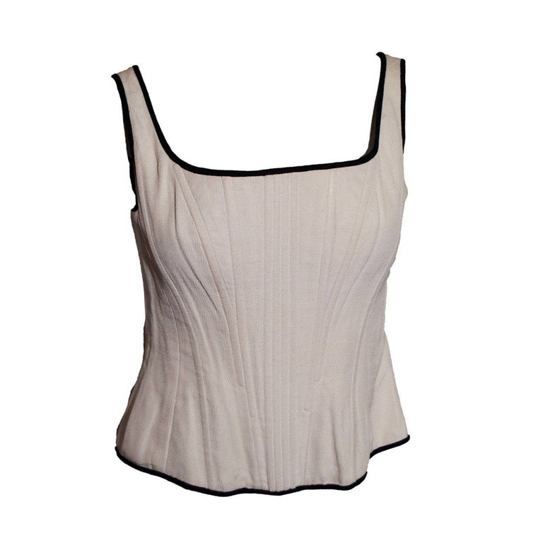 Chanel Corset Top in Cream Crepe at 1stDibs | cream corset top, corset  chanel, corset color love it cream