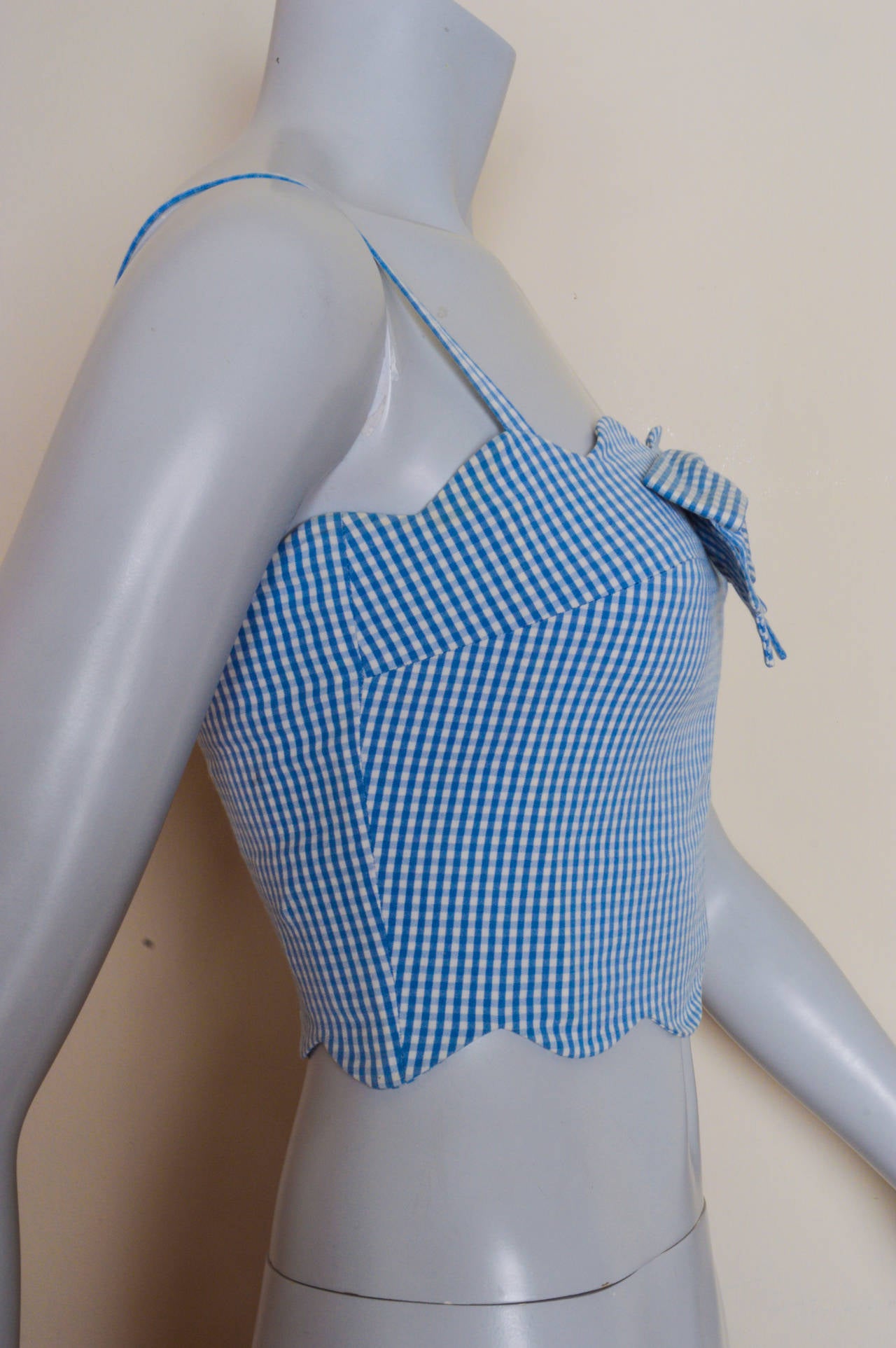 Moschino Cheap & Chic Gingham Bustier Top In Good Condition In Oakland, CA