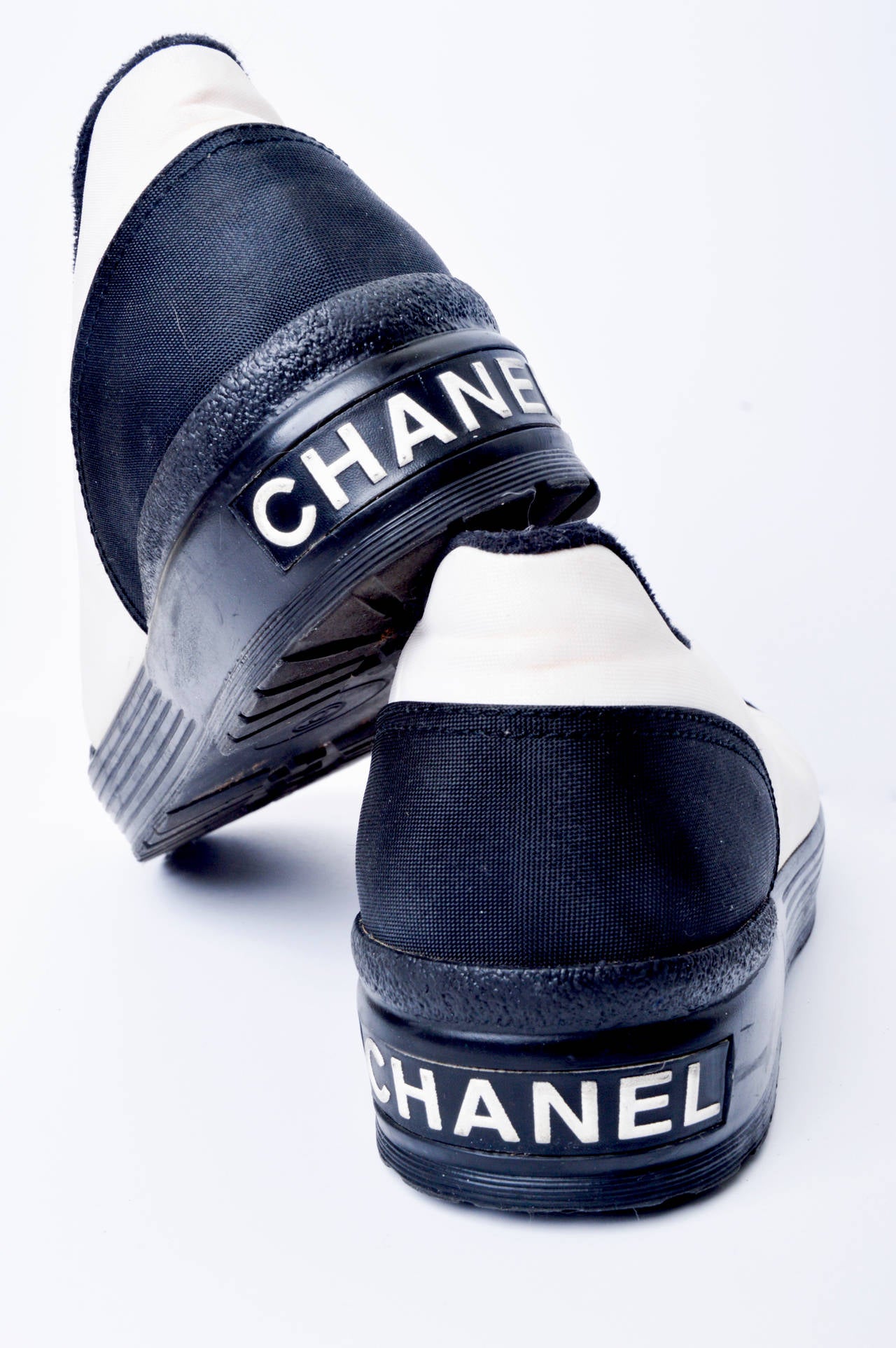 Chanel Black and Off-White Athletic Shoes Size 38 2