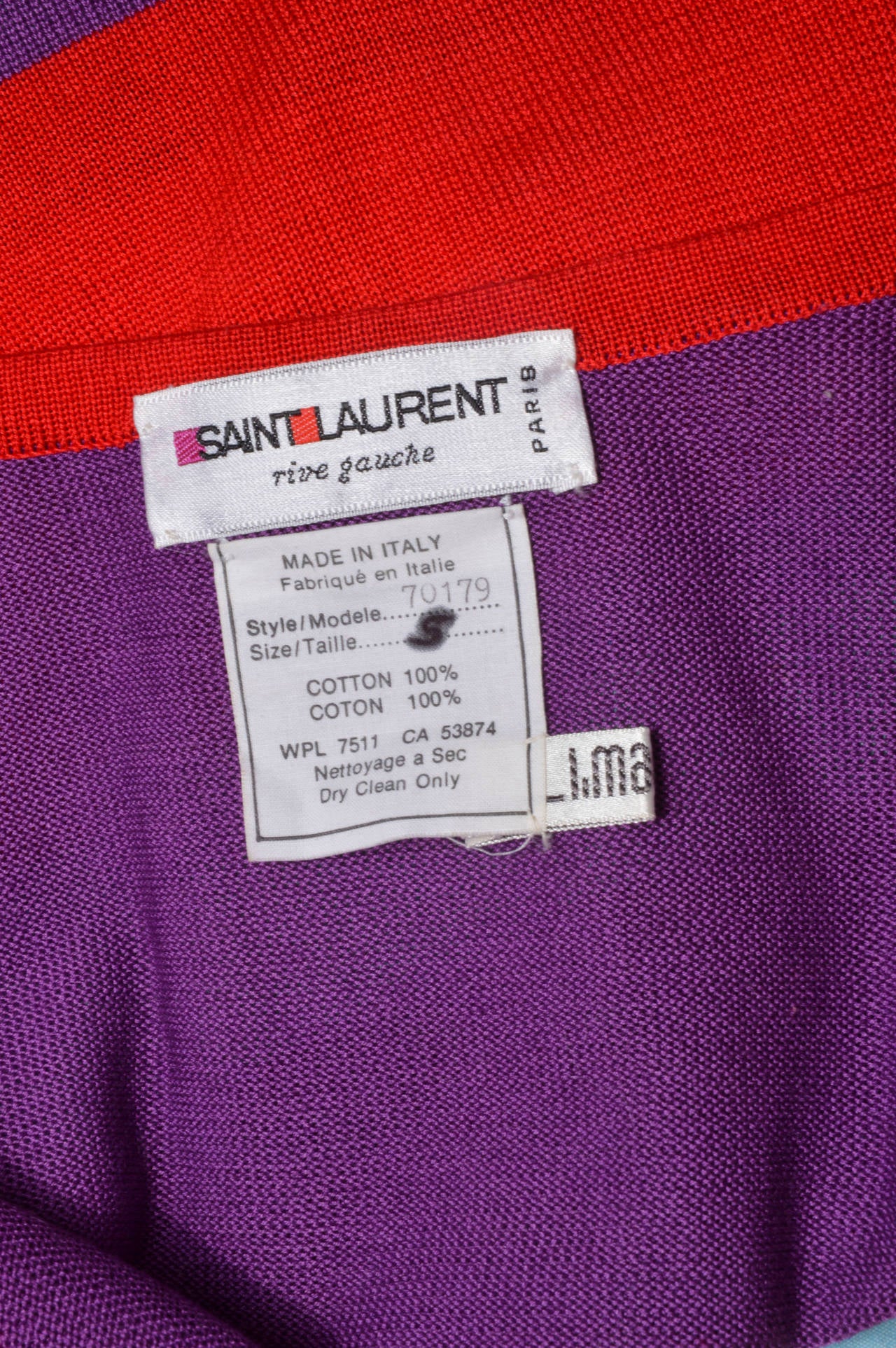 Purple Yves Saint Laurent Rive Gauche Colorblock Knit Top