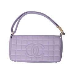 Chanel Cc Lilac Leather Quilted Handbag 11