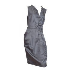 Gianfranco Ferre Gunmetal Grey Sateen Dress