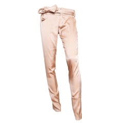 Gucci Champagne Silk Pencil Leg Trousers