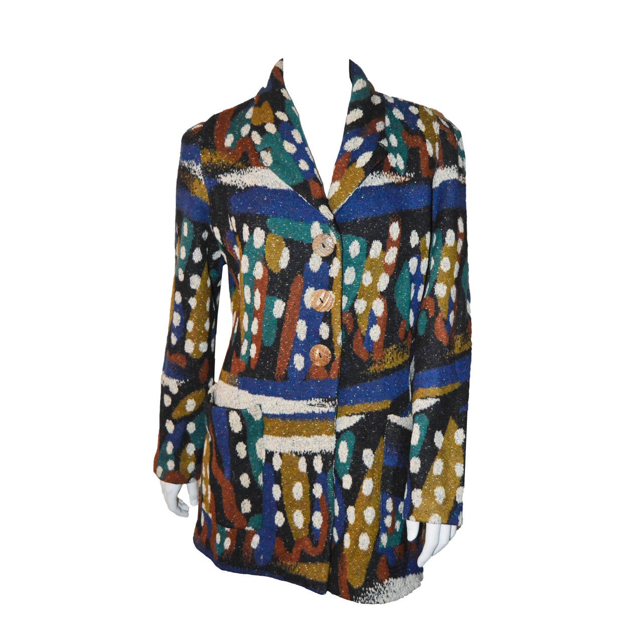 Missoni Wool Abstract Spotted Blazer Coat For Sale