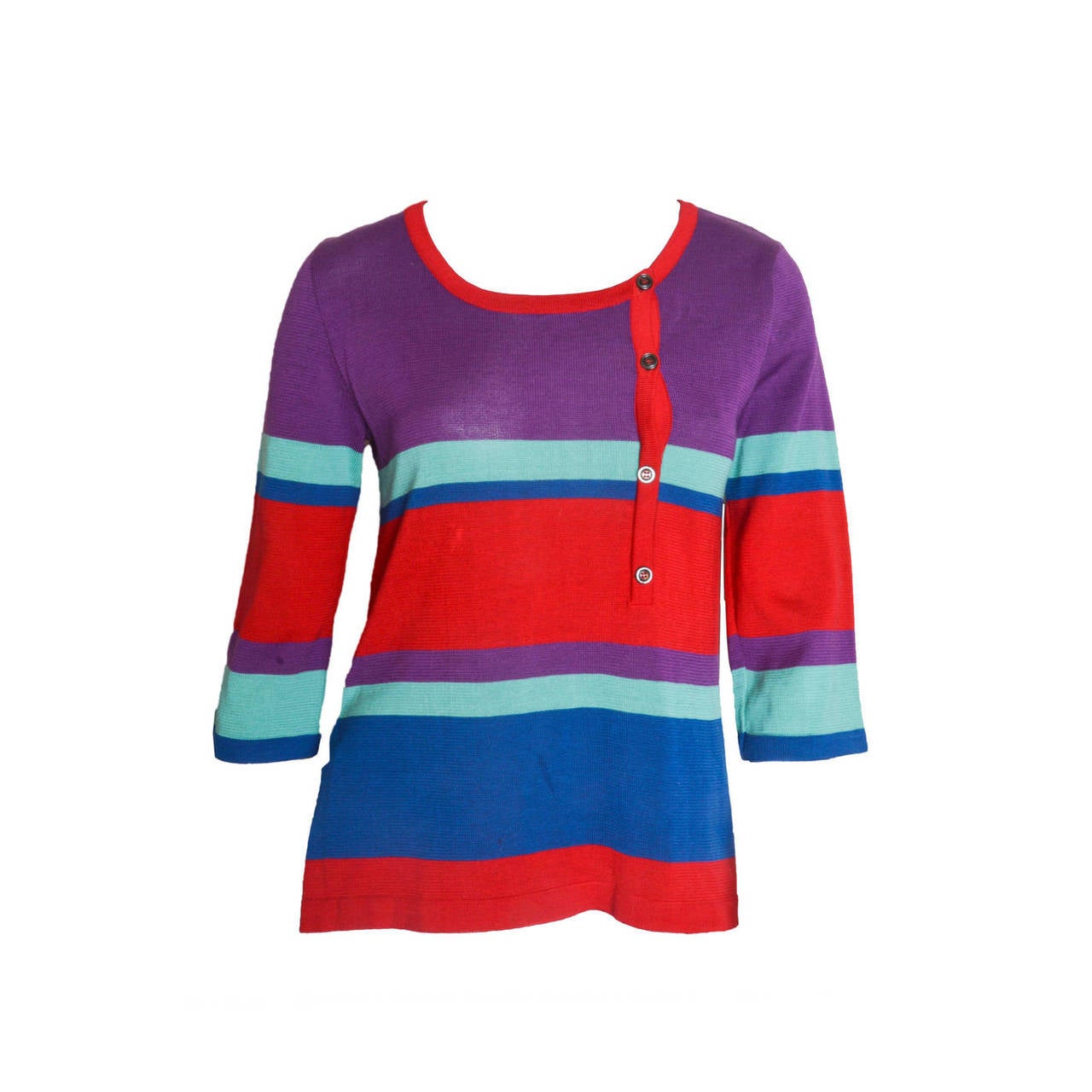 Yves Saint Laurent Rive Gauche Colorblock Knit Top